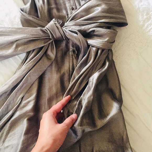 Metallic Silver BCBG Button Up Party Dress - Picture 6 of 8